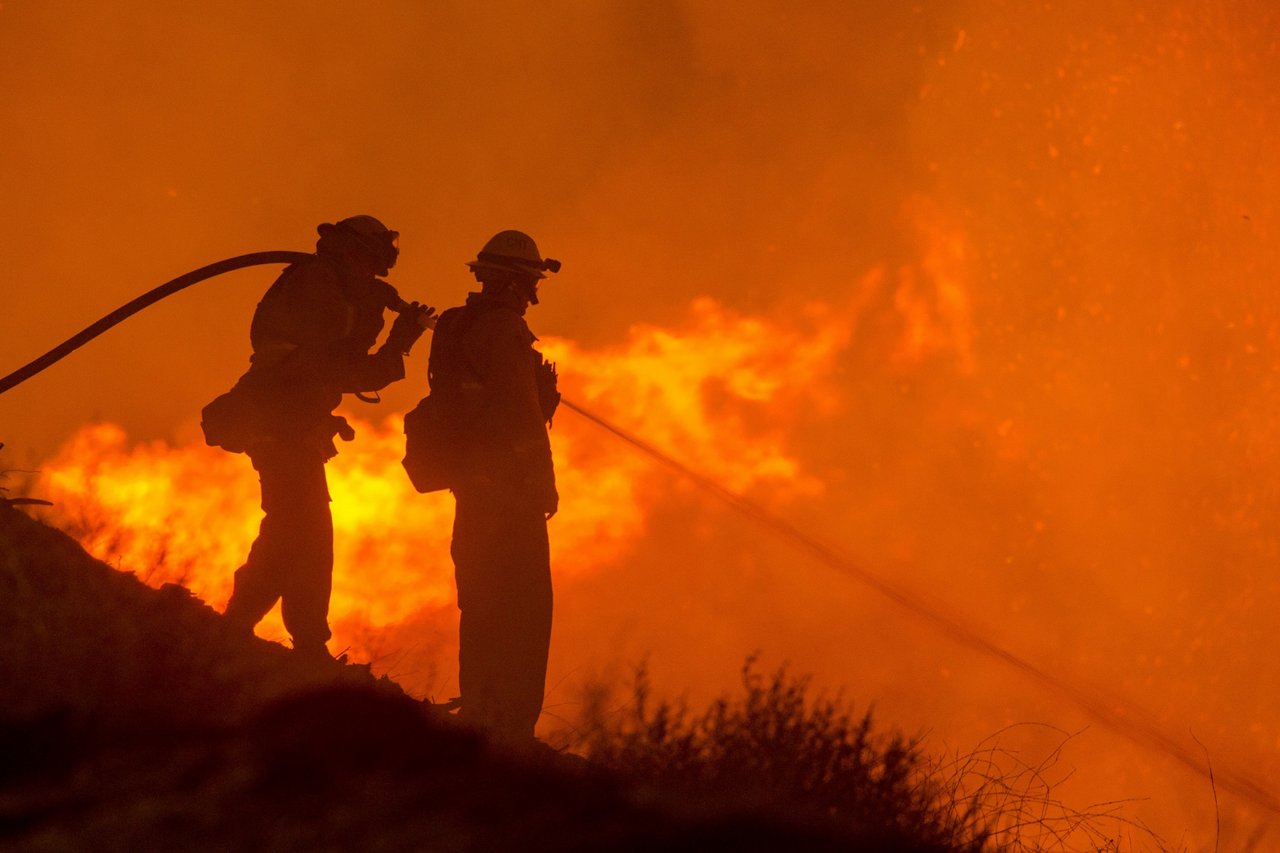 Für das Feuer günstige Wetterbedingungen machen den Feuerwehrmännern das Leben schwer. (Symbolbild Jean Beaufort / Publicdomainpictures)