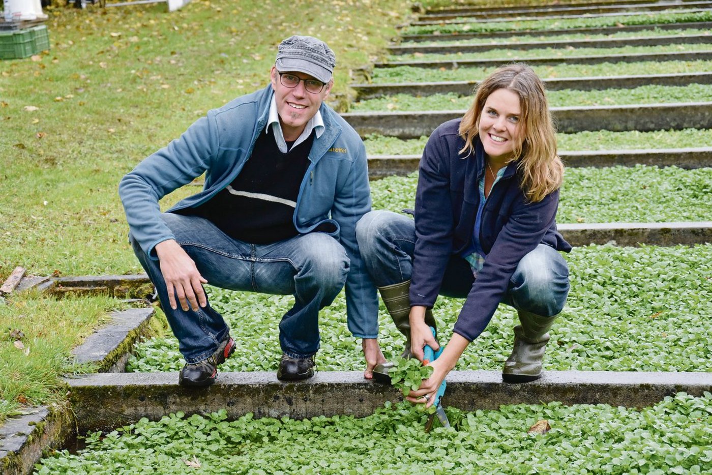 Vor dem Zwist: Bettina Springer und Daniel Nussbaumer bei ihrer Präsentation als Betriebsleiter für die traditionsreiche Brunnenkresse-Produktion im Oberaargau im November 2018.(Bild Marcel Schmid)