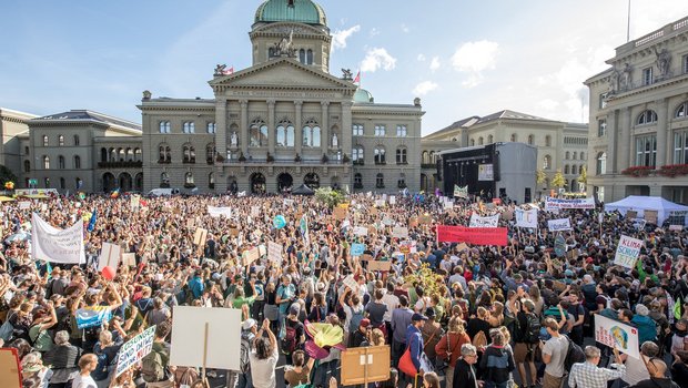 Die Demo vor dem Bundeshaus. (Bild Delia Frauenfelder)