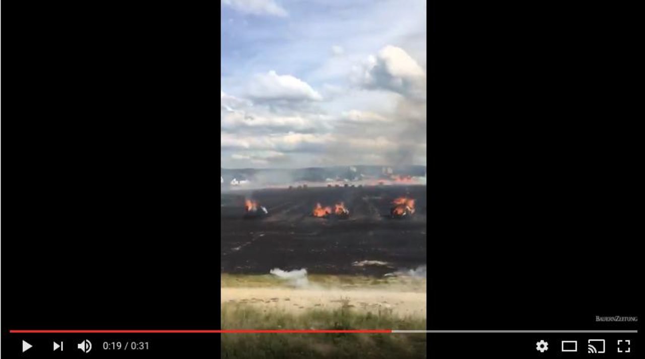 Der Brand am Dienstag in Lyssach. (Screenshot Youtube)
