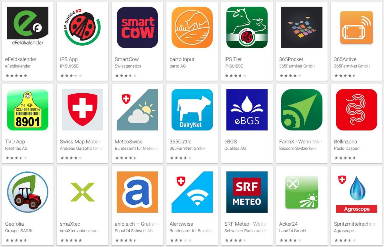 Landwirtschaftliche Apps im Google Play Store. (Bild Screenshot Google Play Store)