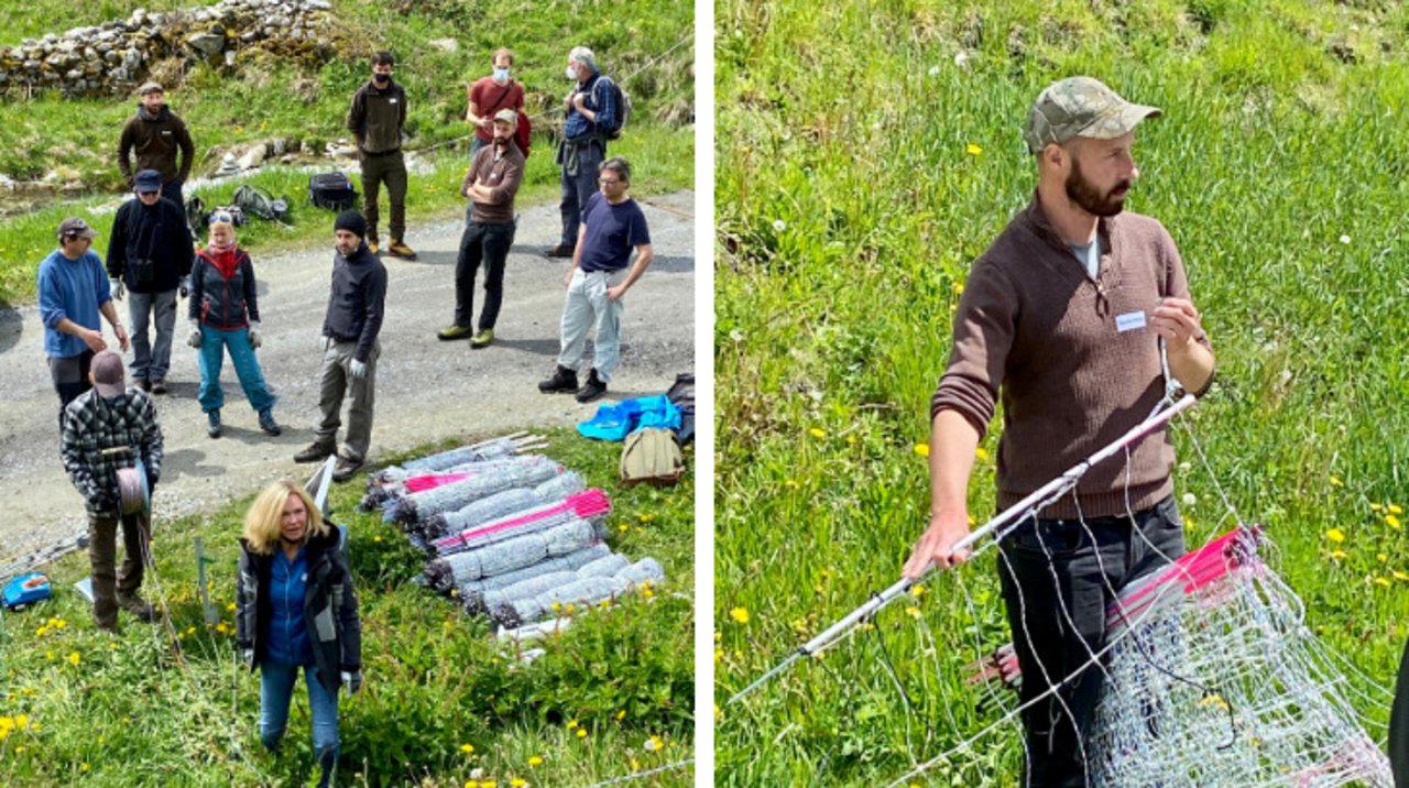 Die Teilnehmerinnen und Teilnehmer des Kurses erhielten vielfältige Einblicke, mit welchen Massnahmen Herden geschützt werden können. David Gerke ist Präsidenten von «Wolf Schweiz». (Bilder Susi Rothmund, Fundaziun Medias Rumantschas)) 