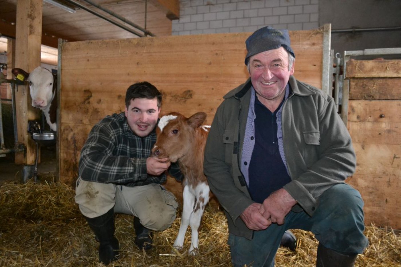 Adrian und sein Vater Linus Lötscher haben ihre Entscheidung für einen Anbindestall noch keinen Tag bereut.(Bilder Julia Schwery)