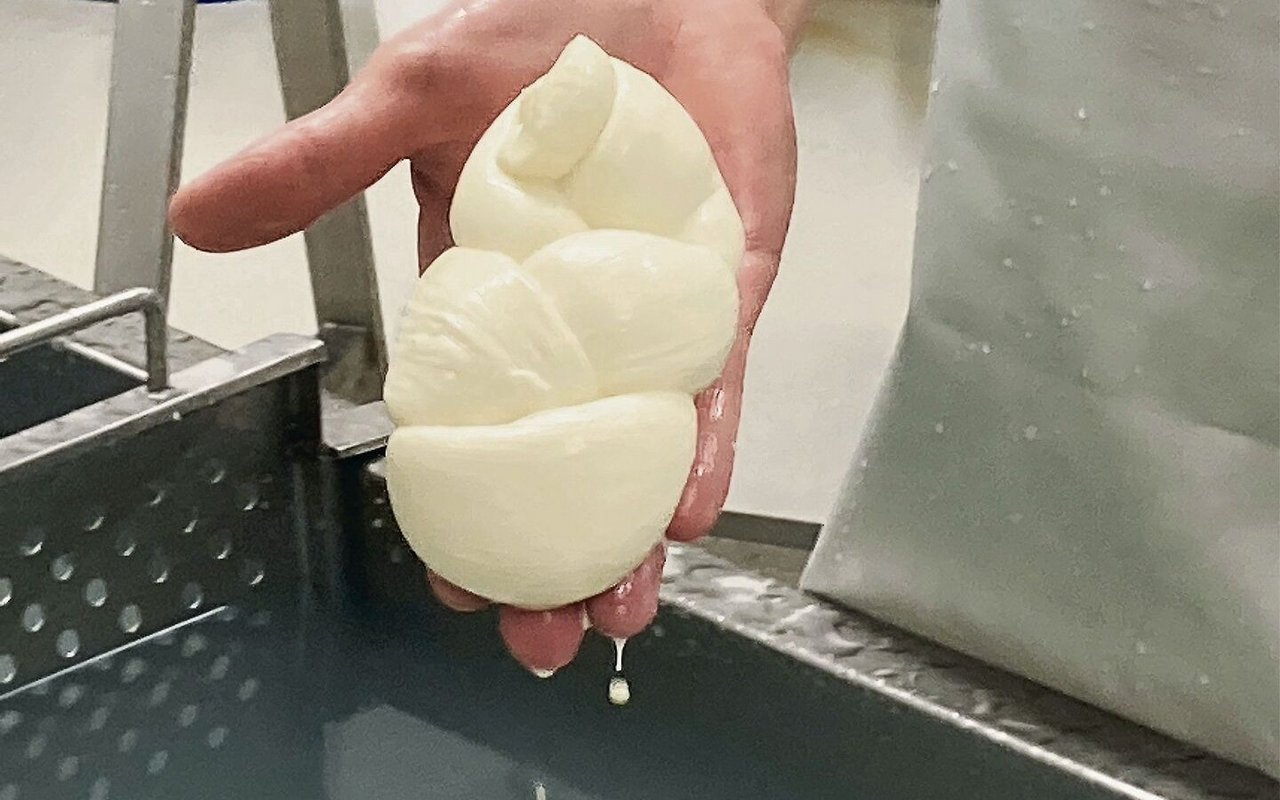 Der Mozzarella wird bei der Idea Salentina AG beispielsweise zu Zöpfli geformt. Eine Waage zum Portionieren braucht es nicht. 