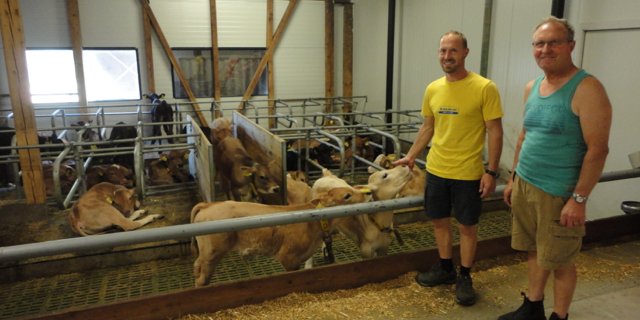 Kurt Herzog (rechts) und Sohn Simon mästen 370 Mastmuni und 130 Remonten. (Bild SBV)