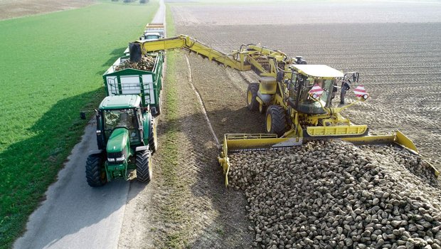 Für die einen effizientes Verladen mit Traktor und Anhängerzügen, für die anderen ein Verkehrshindernis.