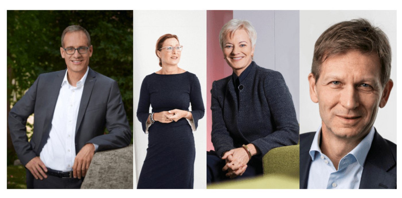 Von links nach rechts: Frank Heckner, Jeannine Pilloud (neu im Berhilferat), Ingrid Deltenre und Christian Keller (neu im Stiftungsrat). (Bilder zVg)