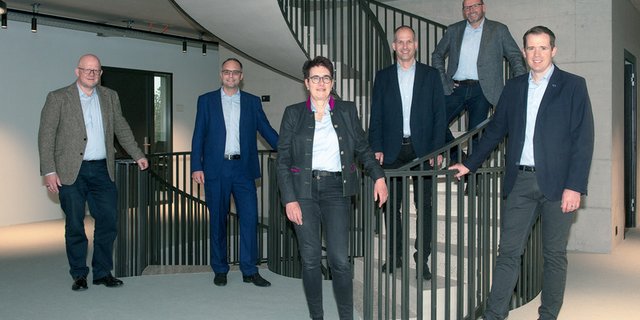 Die Geschäftsleitung der Suisag: Michael Weber, Matteo Aepli, Rita Lüchinger, Remo Bachmann, Adrian Albrecht und Lukas Wyss. (Bild Suisag)