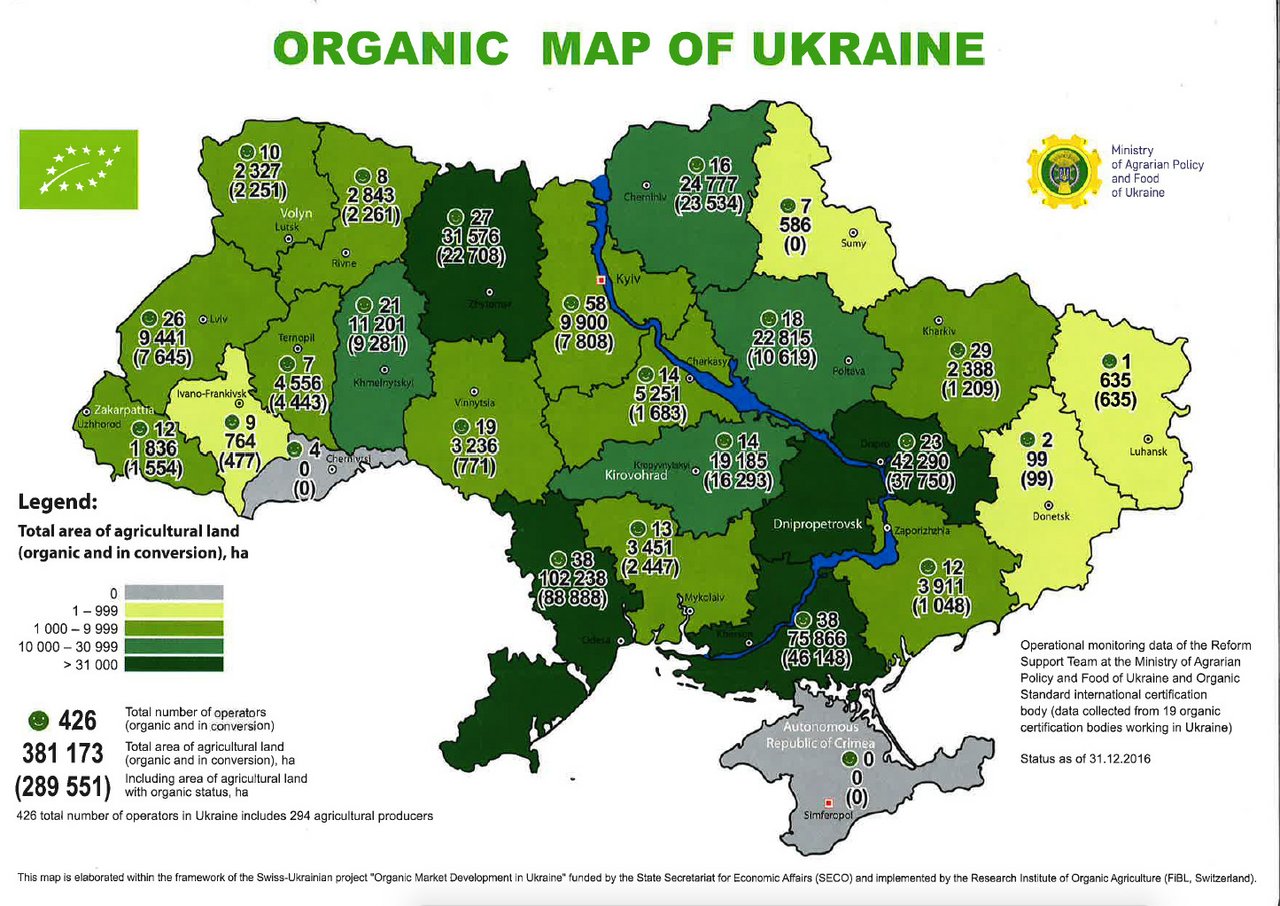 In der Ukraine werden 381.173 Hektaren (Stand 2016) biologisch betrieben. Das macht 1 Prozent der gesamten ukrainischen Agrarfläche aus. (Bild FiBL)