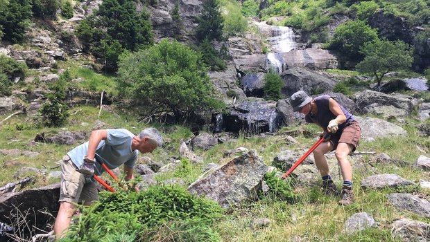 Aktivferien mit Mehrwert: Entbuschen einer halboffenen Weide in Val Cama (Kanton Graubünden). (Bild Pro Natura)