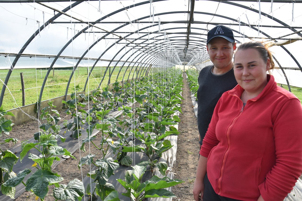 Das junge Paar ist stolz, in der Bio-Gemüseproduktion teilhaben zu können. 