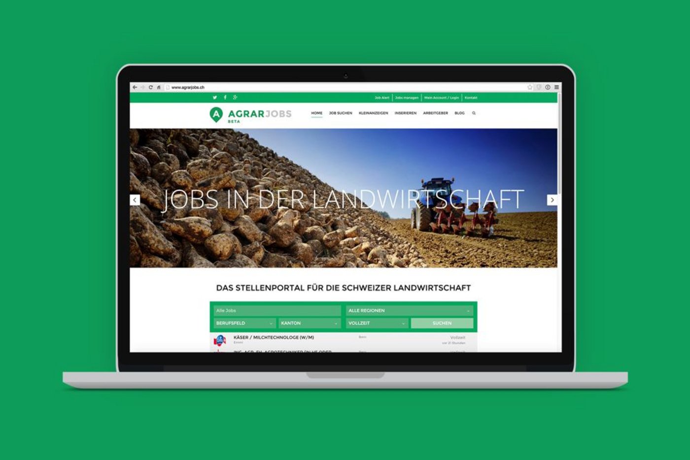 Das erste Online Job-Portal für die Agrarbranche. (Bild zVg)