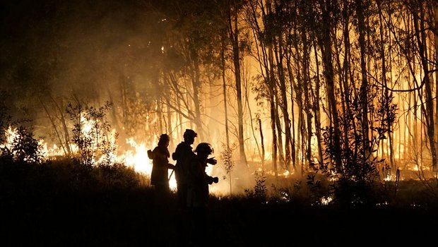 Dieses von Costi Farms zur Verfügung gestellte Foto zeigt Feuerwehrleute, die versuchen ein Feuer im Deepwater National Park im Bundesstaat Queensland zu löschen. (Bild zVg)