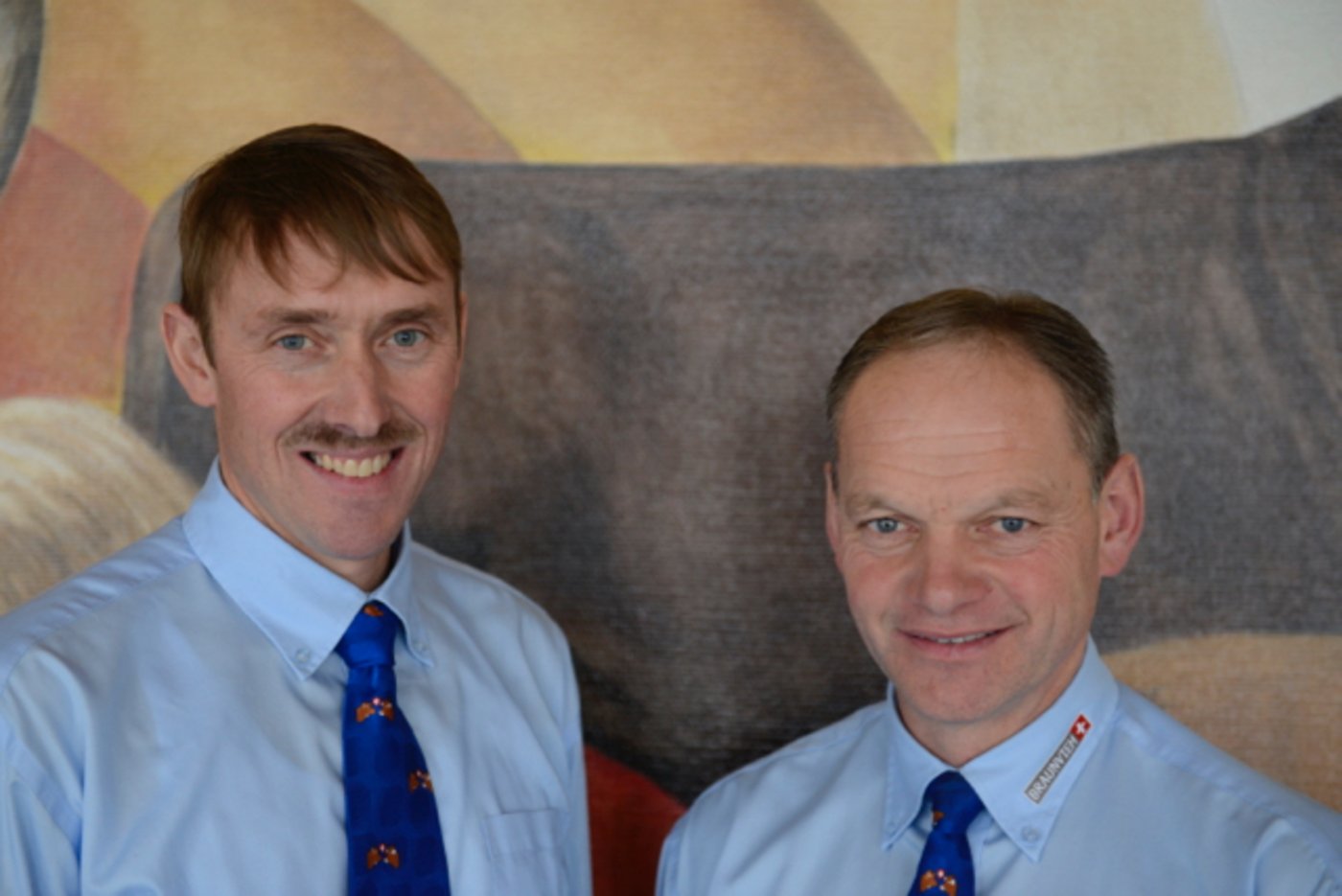 Die beiden neu gewählten Geschäftsausschuss-Mitglieder von Braunvieh Schweiz: Andy  Walser (links), welcher gleichzeitig Vizepräsident ist, und Josef Portmann (rechts). (Bild Braunvieh Schweiz)