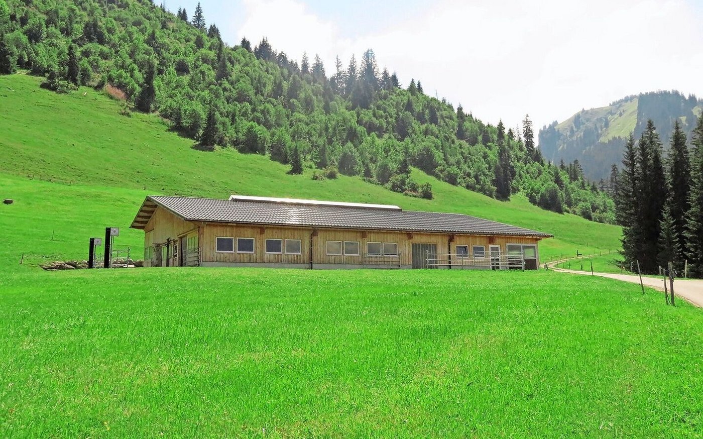 Klein war gestern: moderner Alpstall in der Innerschweiz.