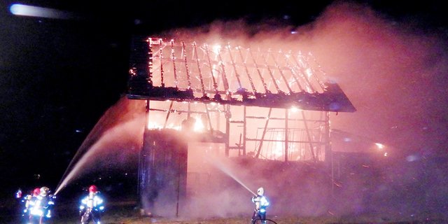 Kurz vor 21 Uhr gingen wegen des Brandes mehrere Meldungen ein. (Bild Kapo TG)