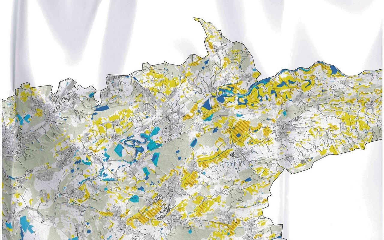 Ausschnitt Freiamt aus der Karte der Potenzialflächen für Feuchtgebiete. Blau hat Potenzial, gelb eher unsicher.