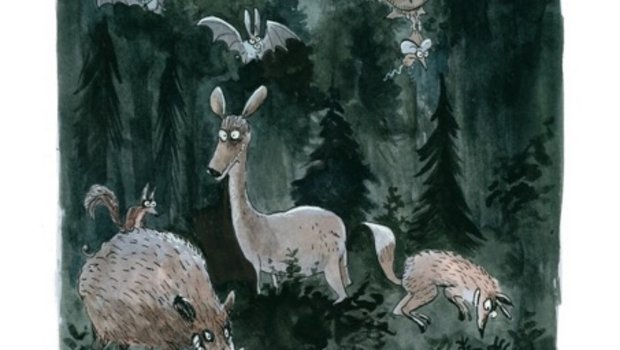 Ein Punkt des Wald-Knigges widmet sich der Nachtruhe im Wald. Der Cartoon stammt von Max Spring. (Bild AfW/Max Spring)