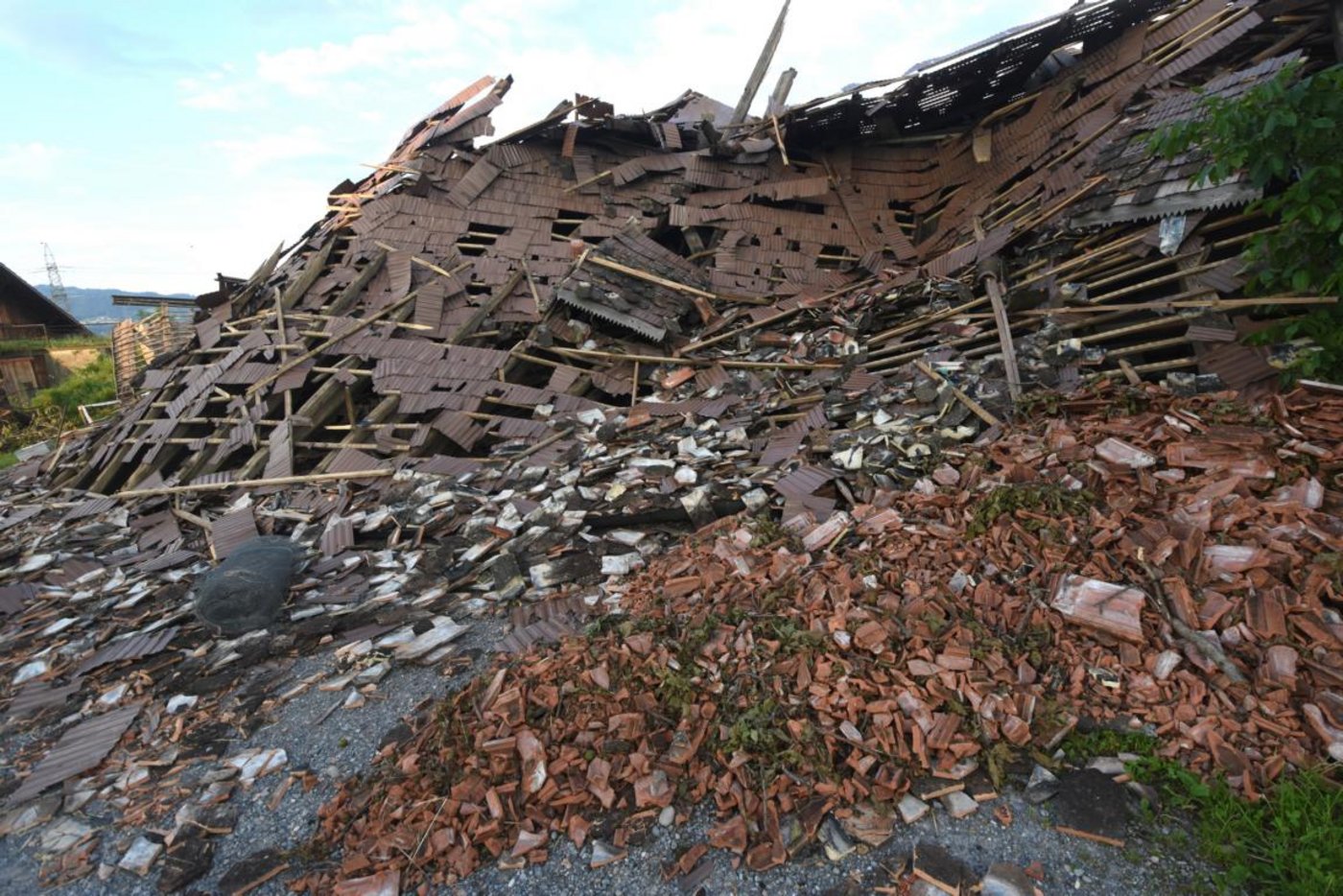 Die zerstörte Scheune. 