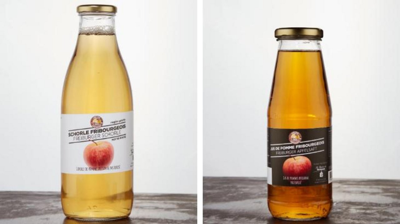 Den Apfelsaft kann man im Original wie auch als Schorle (Wasser und Saft gemischt) kaufen. (Bild Terroir Fribourg)