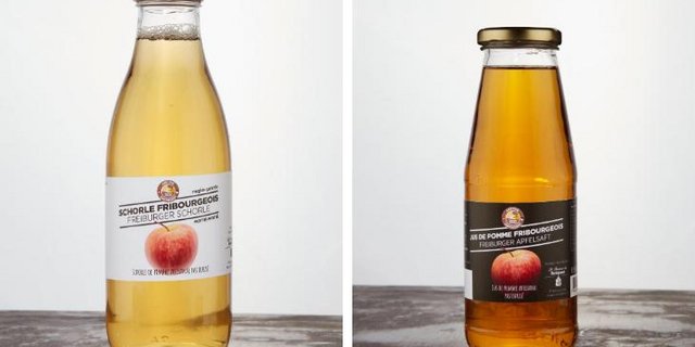 Den Apfelsaft kann man im Original wie auch als Schorle (Wasser und Saft gemischt) kaufen. (Bild Terroir Fribourg)