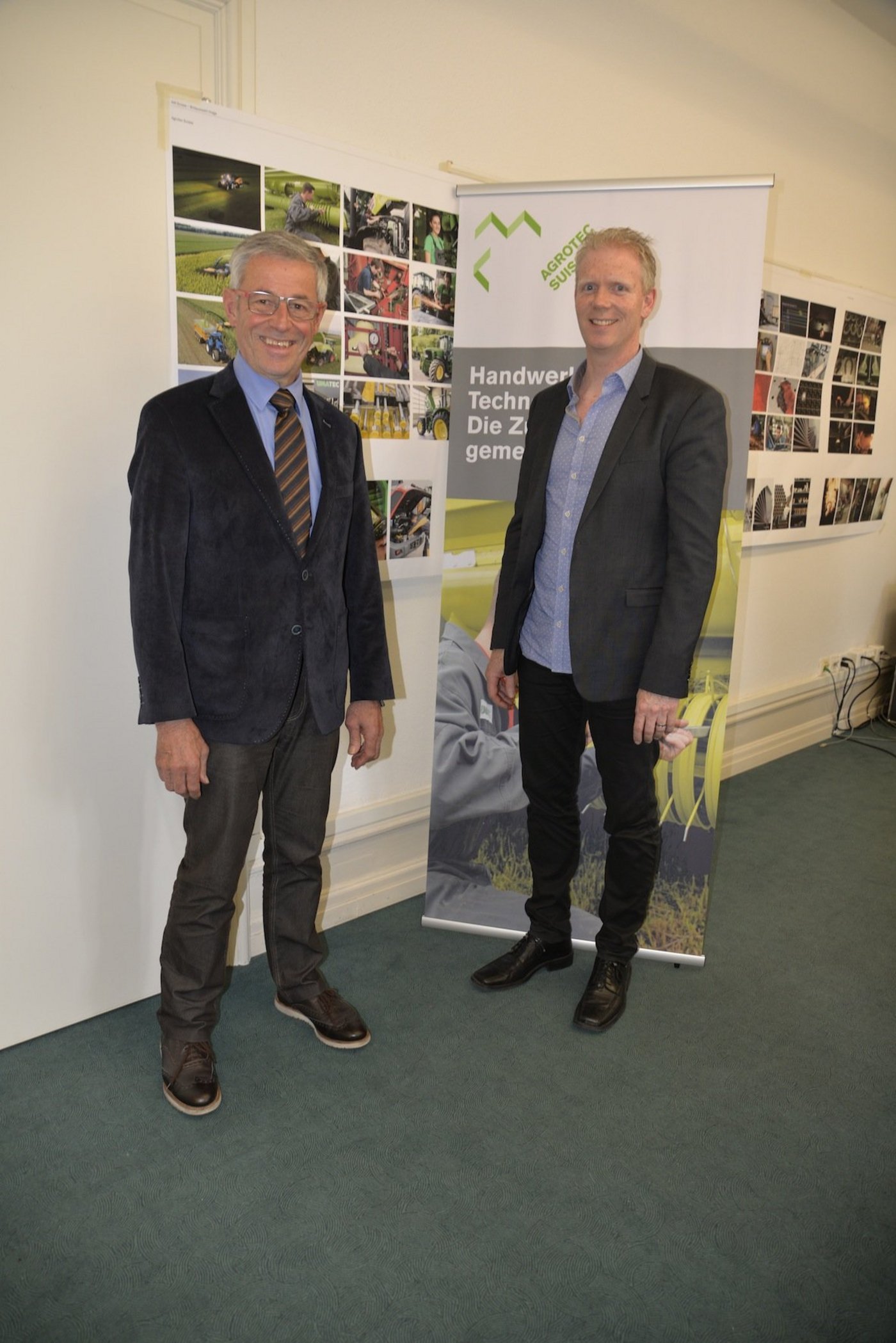 Hans Kunz, links präsidiert den Zentralverband AM Suisse und Jörg Studer den Fachverband Agrotec Suisse. Sie standen den Gremien bereits vor der Namensänderung vor. 