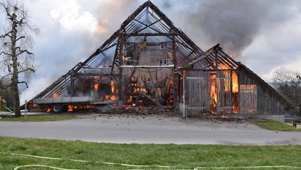 Die Scheune in Ruswil brannte komplett nieder. (Bilder Staatsanwaltschaft Luzern)