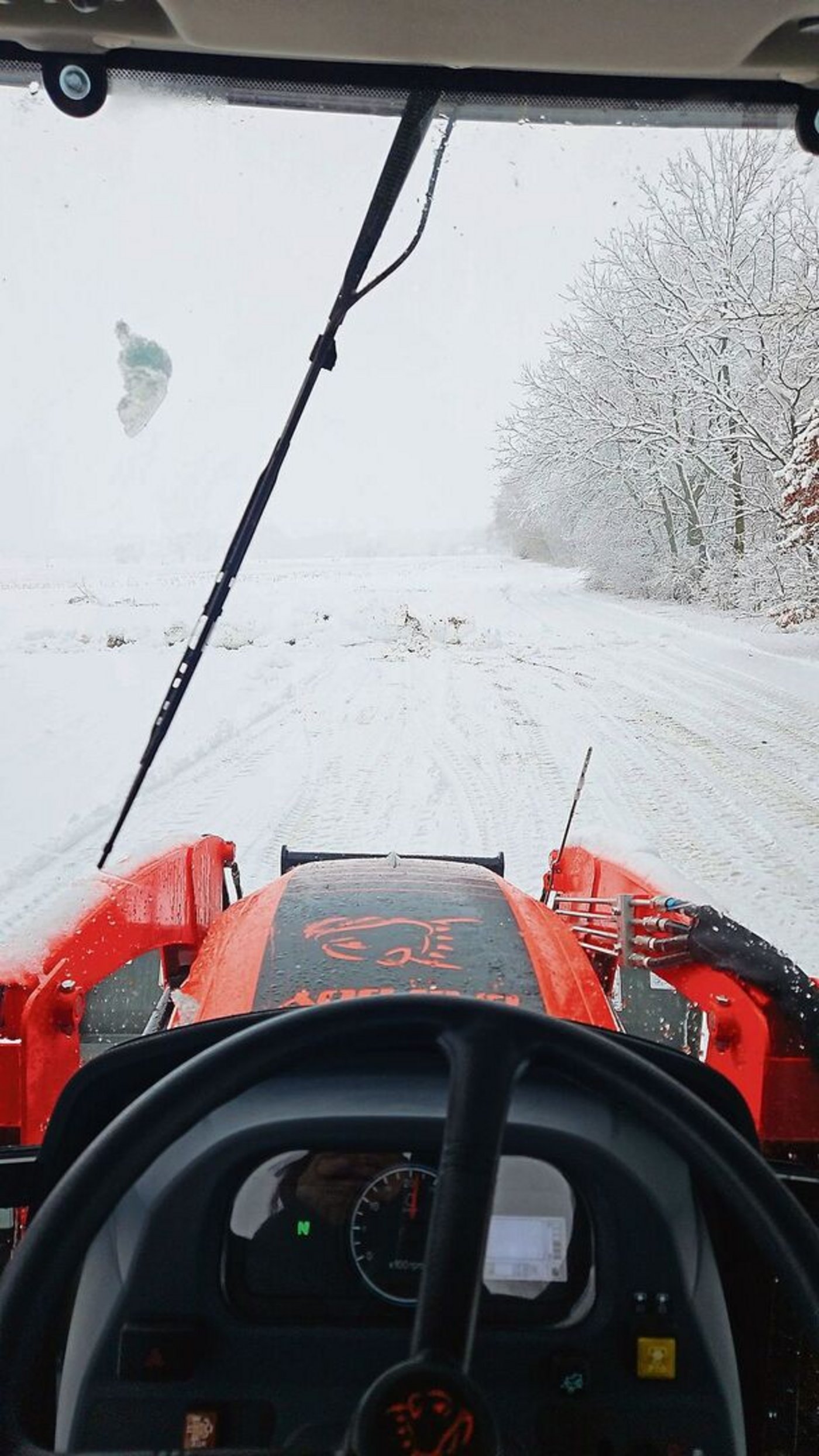 Die lange Zufahrt zum Hof muss befahrbar bleiben. Also schwingt sich Melanie Annegers Reinmann auf den Traktor.