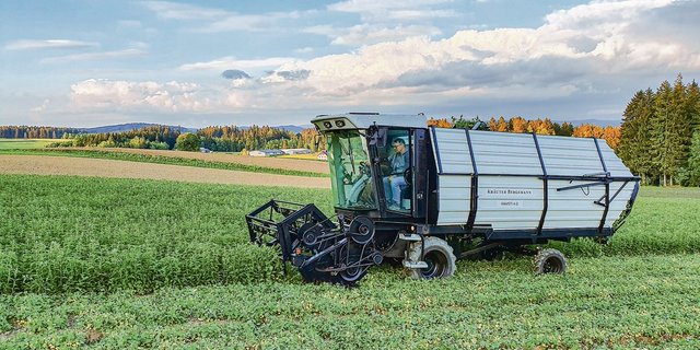 Mit dem selbst gebauten Kräuterernter erntet Johannes Bergsmann acht Ladungen Kräuter pro Tag. (Bilder Johannes Bergsmann)