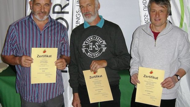 Die Kategorien-Sieger: (v.l.) Robert, Bigler, Gümligen; Erwin Kramer, Fräschels; Andreas Jost, Stiftung Uetendorfberg. (Bild zVg)