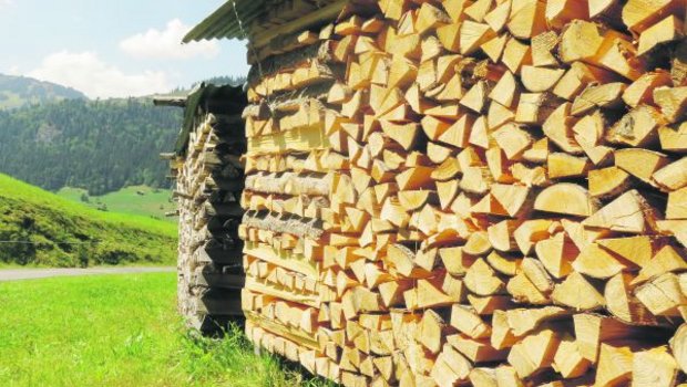 Schön geschichtete Beigen von Stückholz im Berner Oberland. Das Bild wird seltener, sogar Waldeigentümer kehren der Holzenergie den Rücken. (Bild Josef Scherer)
