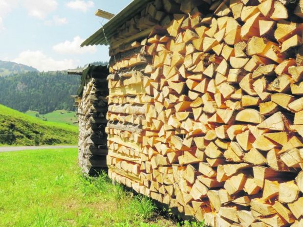 Schön geschichtete Beigen von Stückholz im Berner Oberland. Das Bild wird seltener, sogar Waldeigentümer kehren der Holzenergie den Rücken. (Bild Josef Scherer)