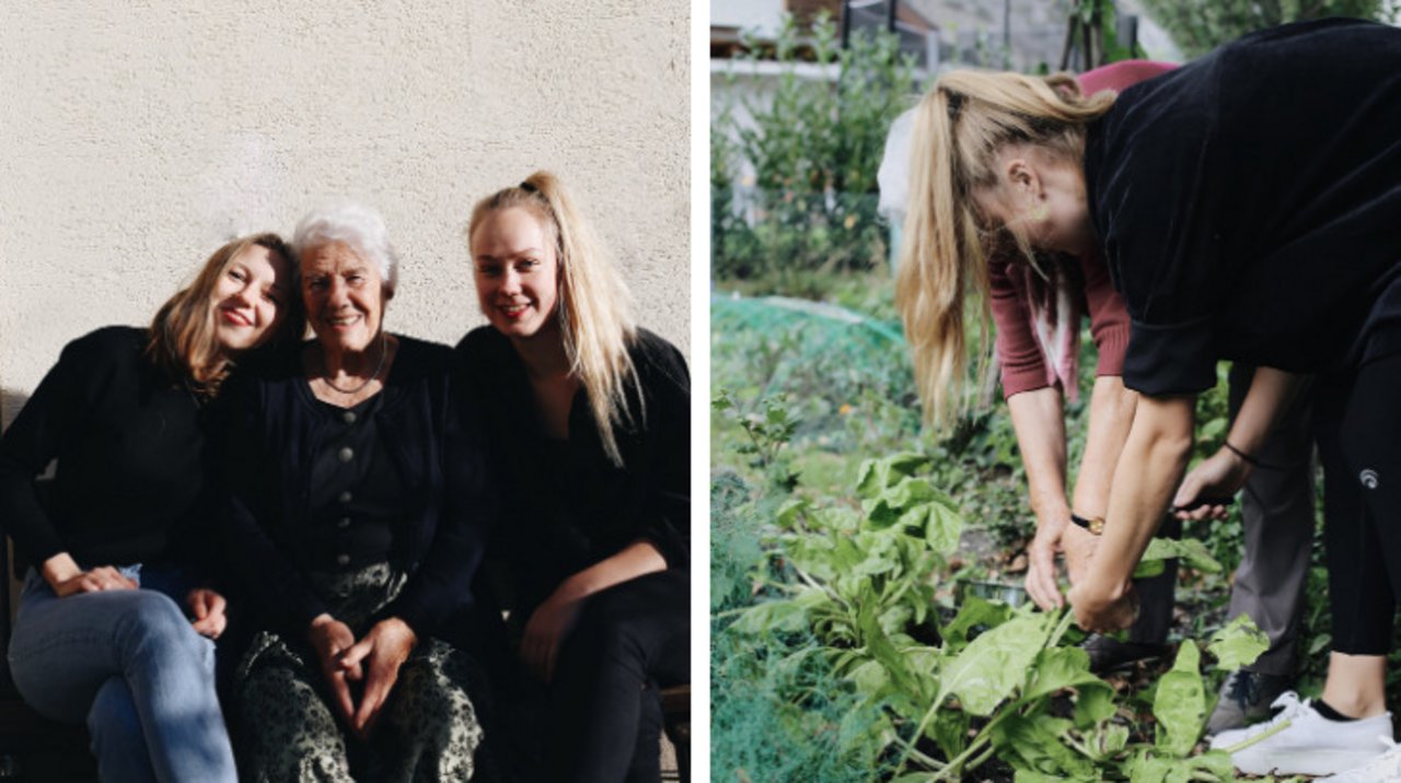 Das Zwei-Generationen-Kochteam: Enkelin Lea Hürlimann (links) und Freundin Katharina Wirth mit Nani.