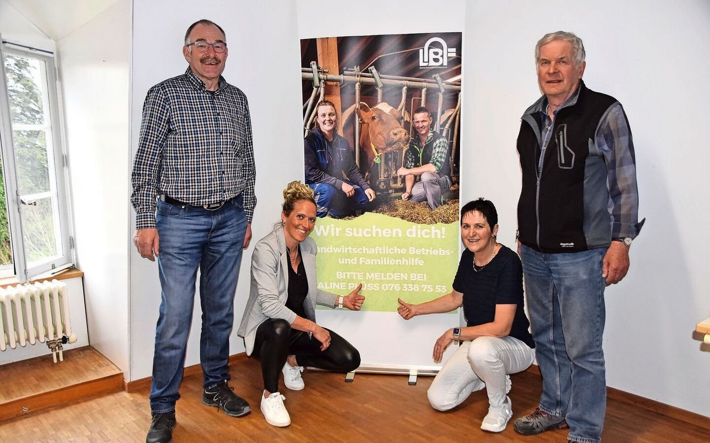 Der neue Einsatzstellenleiter Andreas Burren, die Geschäftsführerin Aline Plüss, die Präsidentin Ursula Aeschlimann und der abtretende Einsatzstellenleiter Hans Zbinden (v. l.) 