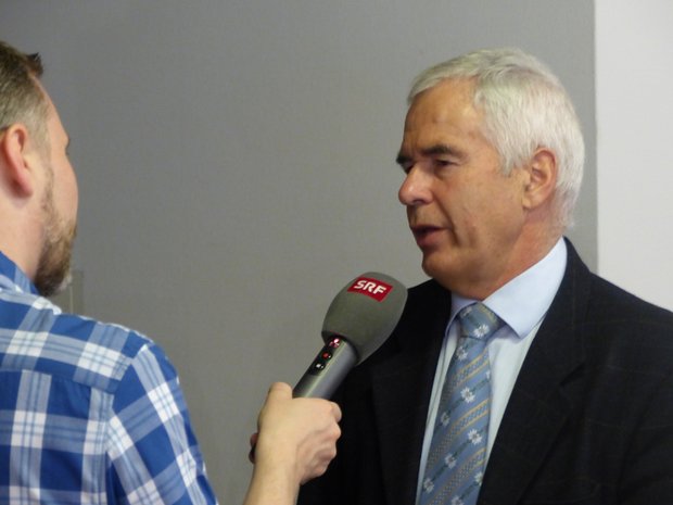 Präsident Hans Frei im Interview an der Delegiertenversammlung. (Bild ZBV)