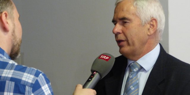 Präsident Hans Frei im Interview an der Delegiertenversammlung. (Bild ZBV)