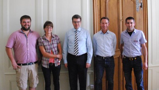 Eine Delegation der Junglandwirte traf sich mit Regierungsrat Rickenbacher und Amtsvorsteher Zaugg. (Bild zVg)