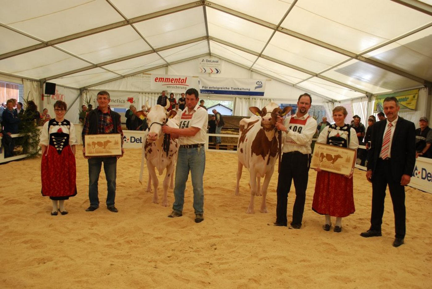 Die Senior-Grand-Champion Mollanges Director Sabrina (rechts), von Marc und Erhard Junker aus Iffwil BE und die Senior-Schöneutersiegerin Savard Jipsy von Daniel Bolz aus Dieterswil BE. (Bilder: Peter Fankhauser)