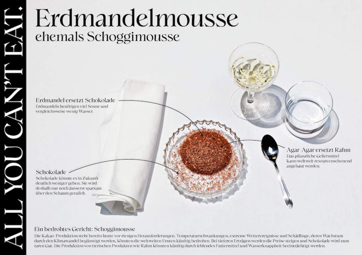 Statt Schoggimousse gibt es zum Dessert eine rein pflanzliche Version aus den süssen Erdmandeln. (Bild Umweltallianz)