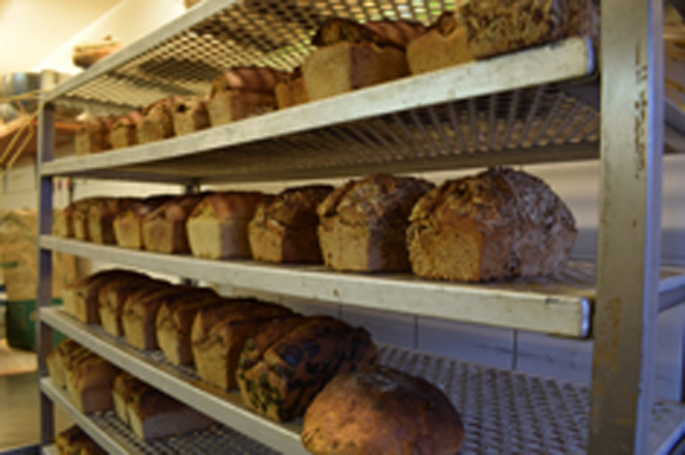 Die frischgebackenen Brote warten auf ihre Auslieferung in die Bio-Läden der Region Biel. 