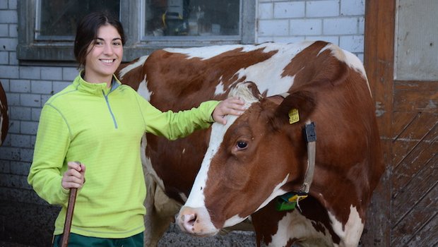 Im Umgang mit Kühen hat Sofia Benagli viel gelernt. Die Studentin der Veterinärmedizin verbrachte im Praktikum drei Wochen auf einem Bauernhof. (Bild Simone Barth)