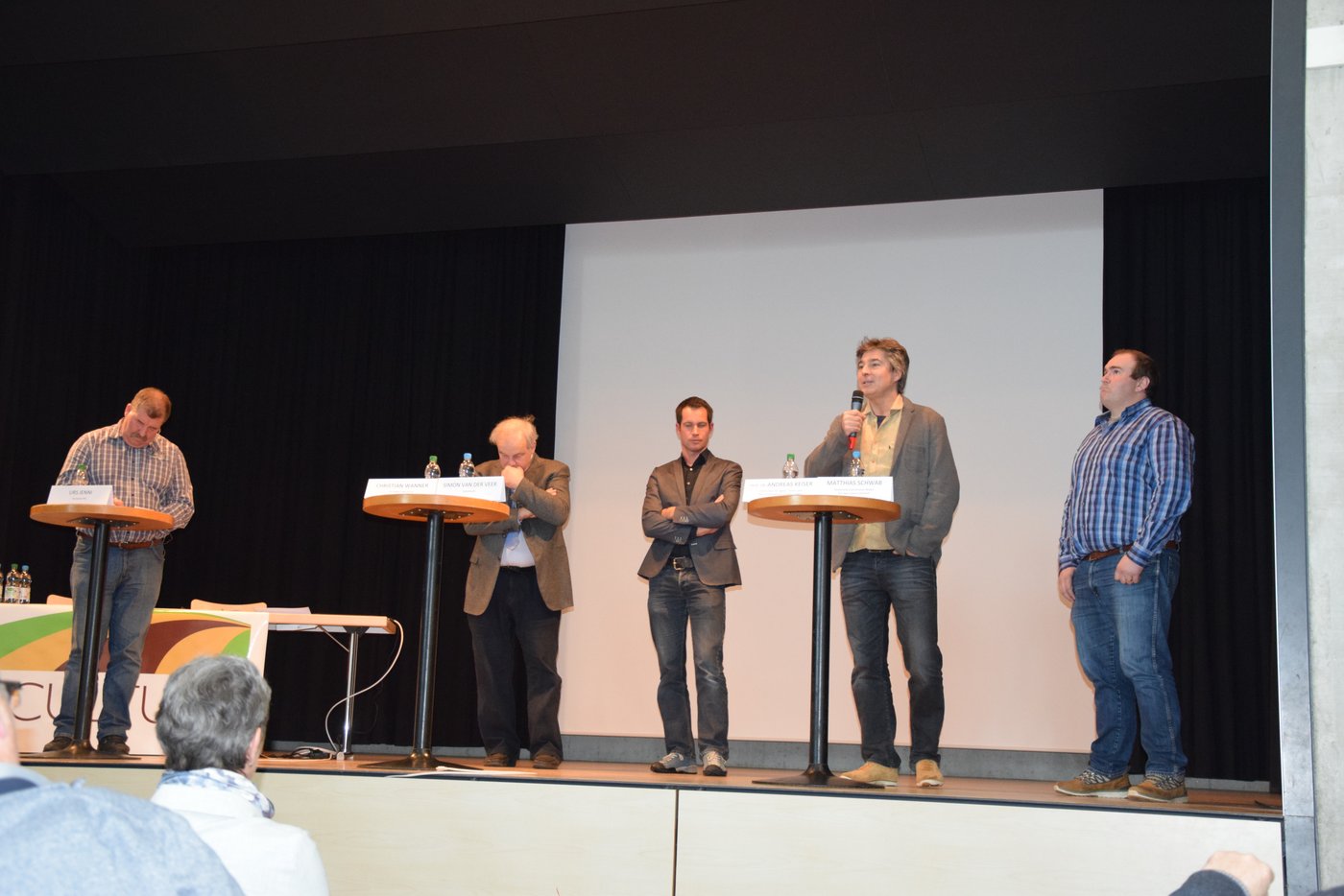 Sie stehen hinter dem Projekt (v. l. n. r.): Urs Jenni, Christian Wanner, Simon van der Veer, Andreas Keiser und Matthias Schwab. (Bilder Peter Fankhauser)