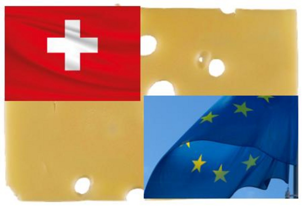 Gute Handelsbeziehungen mit der EU sind wichtig, schliesslich exportiert die Schweiz jährlich rund 70'000 Tonnen Käse und andere Produkte ins Ausland. (Fotomontage jsc)