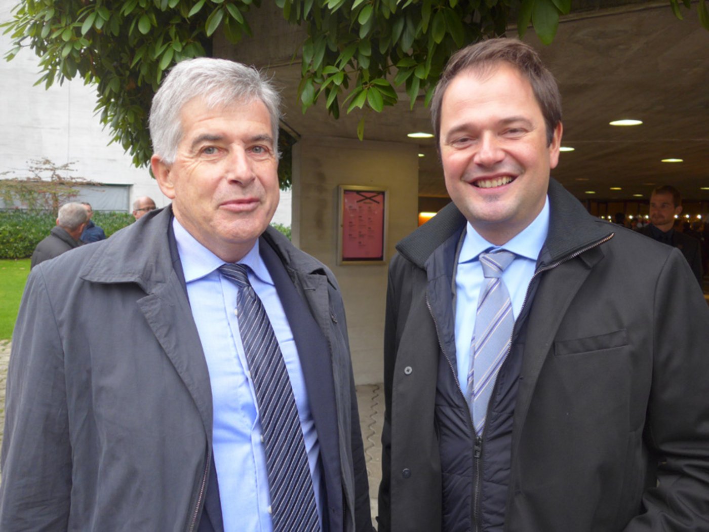 Besuch aus Bern: SMP-Direktor Kurt Nüesch und sein neuer Marketingchef Stefan Arnold. (Bild akr)