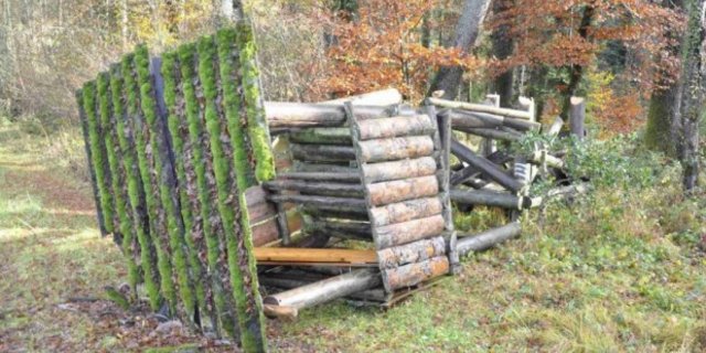 Bereits zum zweiten Mal wurde dieser Hochsitz im Jäggenenwald im Kanton Solothurn Opfer von Vandalen. (Bild Kapo SO)