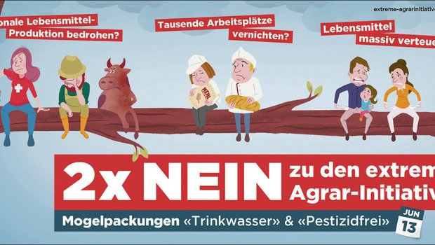 Die Kampagne der Allianz gegen die Pflanzenschutz-Initiativen will mit dem Ast-Sujet aufzeigen, dass der gesamte Landwirtschafts- und Ernährungssektor sowie auch die Konsumenten stark betroffen wären von einer allfälligen Zustimmung des Stimmvolks.(Sujet aus der Kampagne)