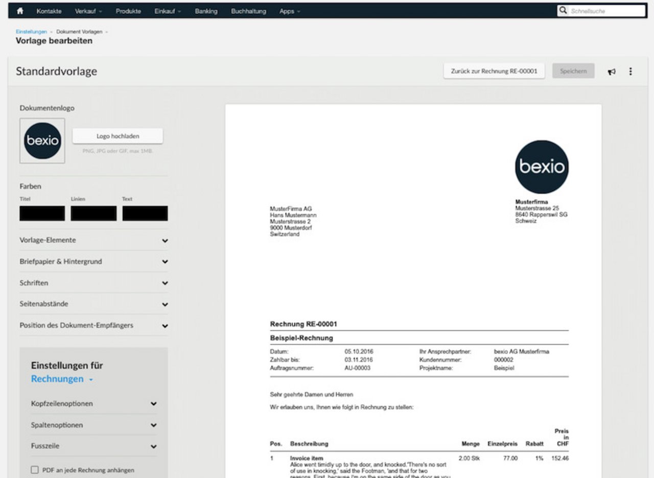Papierlos Rechnungen versenden: Mit Bexio Rechnungen online gestalten, verschicken und verfolgen. (Bild Bexio)