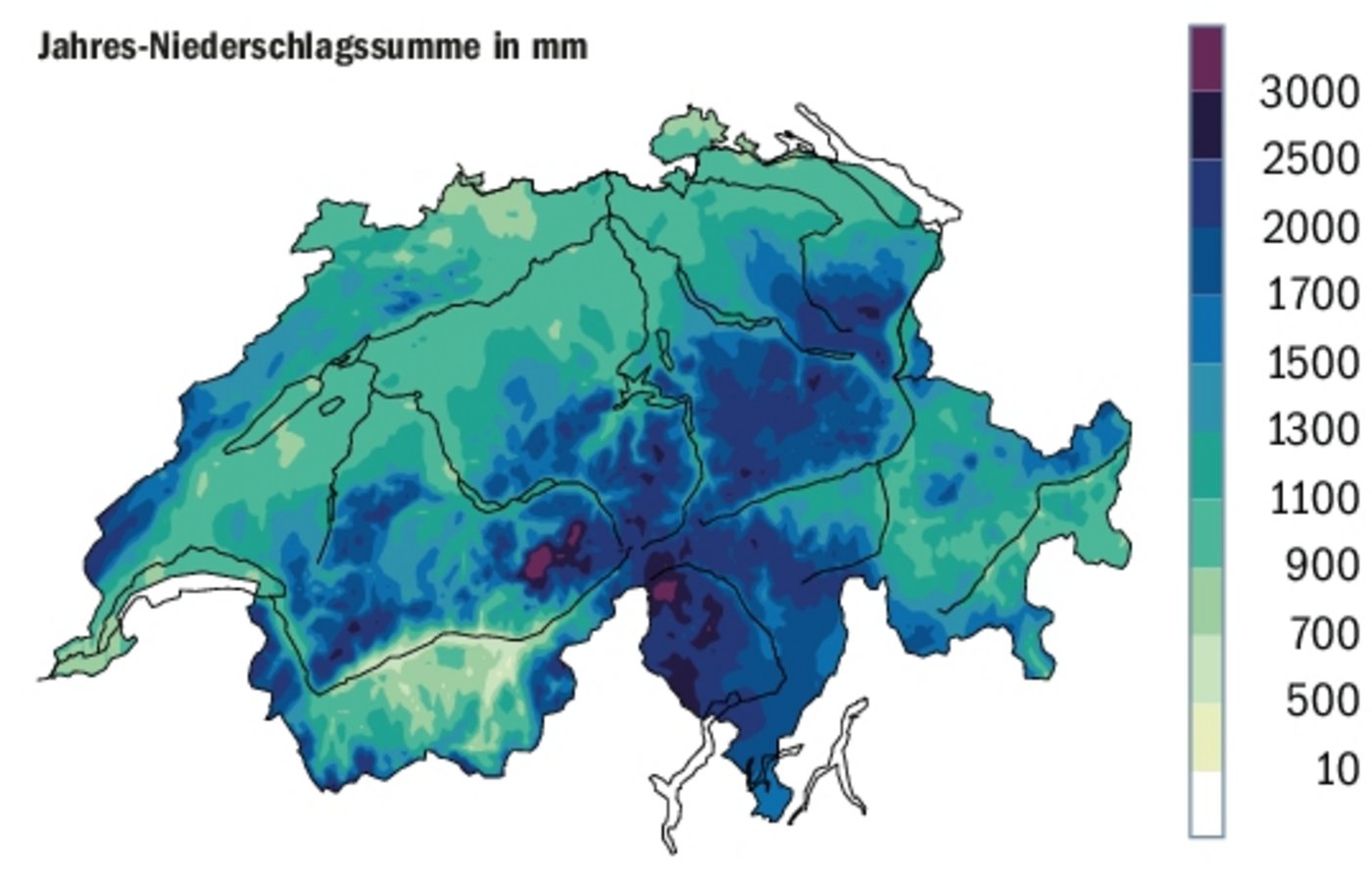 Die Niederschläge 2019 waren je nach Region sehr unterschiedlich.(Bild Bafu)