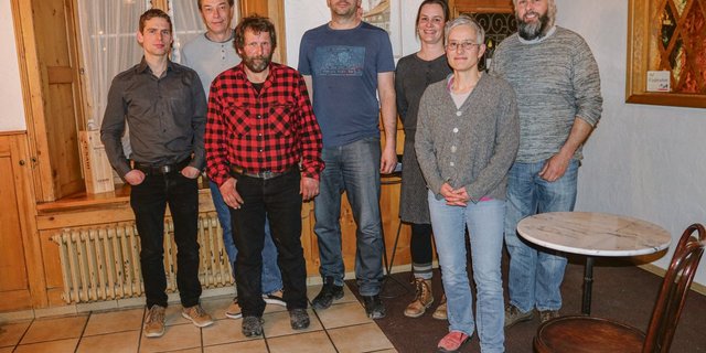 Der Vorstand: Thomas Strebel, Roland Hug, Markus Nyffeler, Michael Baggenstos, Kathrin Kühni, Lea Egli,  Hanspeter Amacher (v.l). (Bild pb)