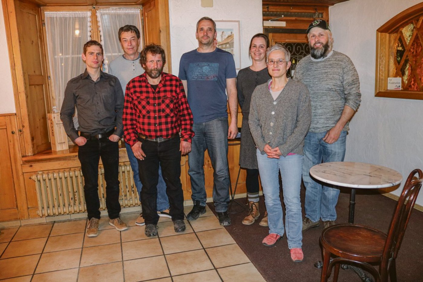 Der Vorstand: Thomas Strebel, Roland Hug, Markus Nyffeler, Michael Baggenstos, Kathrin Kühni, Lea Egli,  Hanspeter Amacher (v.l). (Bild pb)